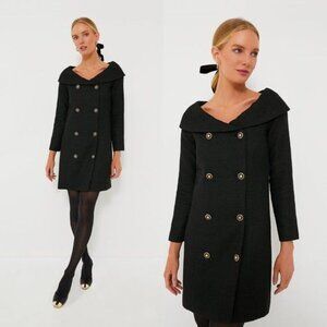 Tuckernuck Blanche Double-Breasted Tweed Dress in Black Size M